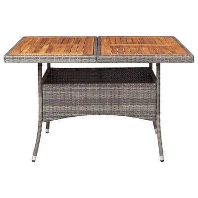 Vidaxl Outdoor Dining Table Gray Poly Rattan And Solid Acacia Wood - Image 0