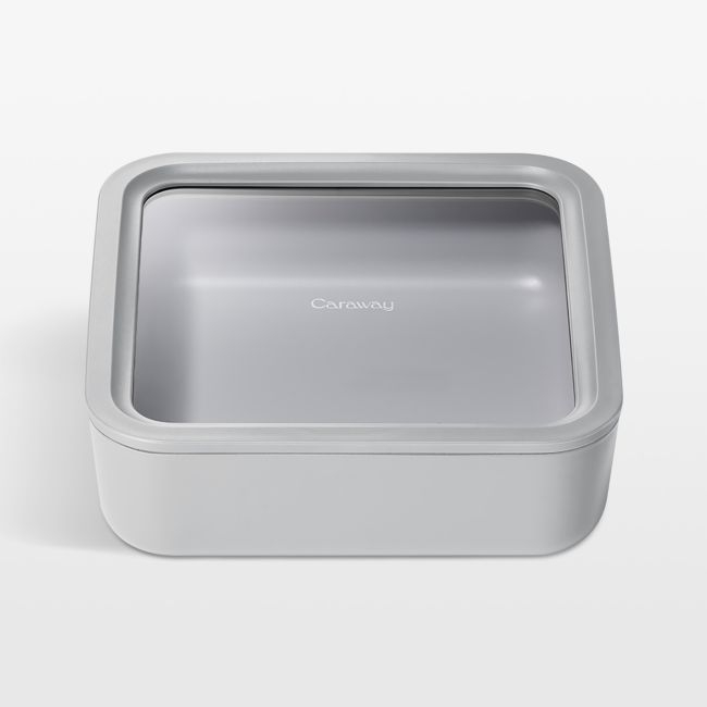 Caraway ® Grey 10-Cup Square Glass Food Storage Container with Lid - Image 0
