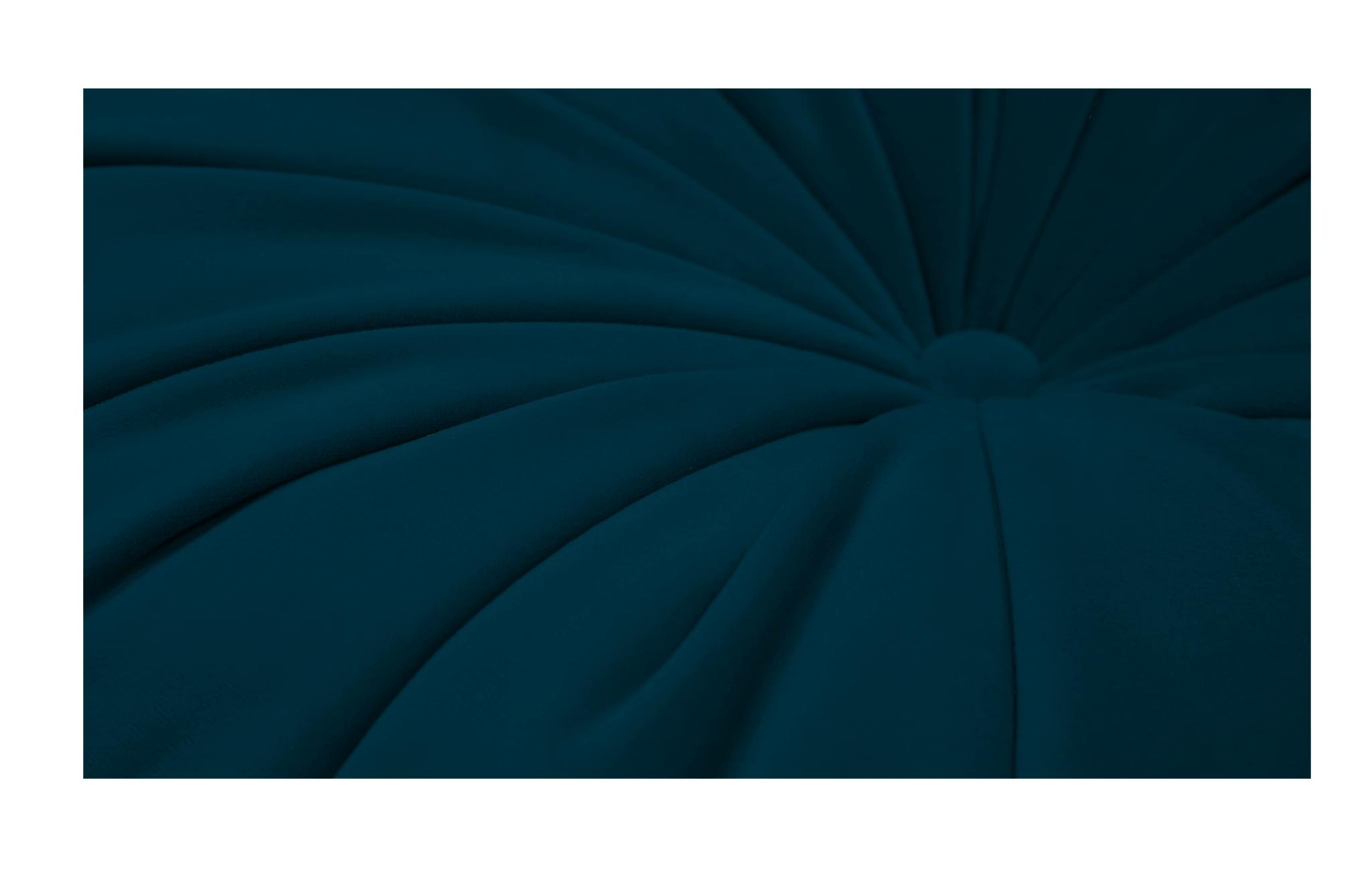 Blue Minka Mid Century Modern Pleated Round Pillow - Key Largo Zenith Teal - Image 2