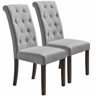 Noble And Elegant Dining Chair With Tufted Dining Chair & Solid Wood  Legs,Beige(Set Of 2) - Image 0