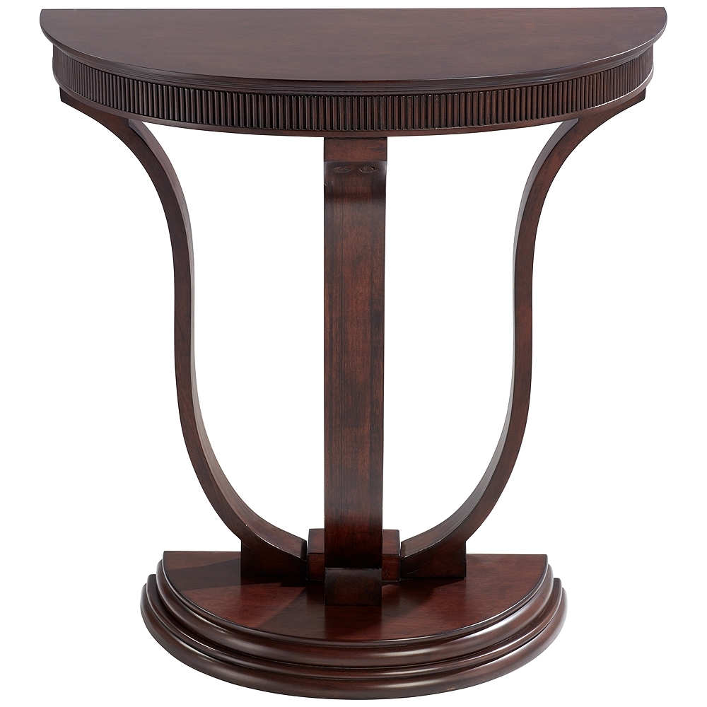 Saber 31" Wide Oak Wood Demilune Console Table - Image 0