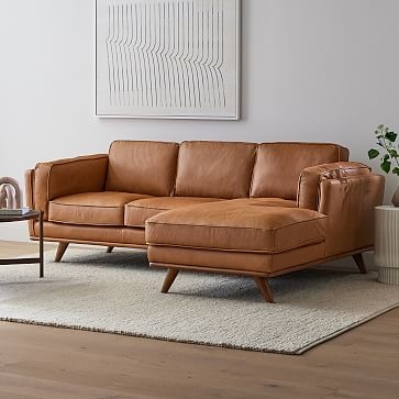 Zander 94" Left 2-Piece Chaise Sectional, Charme Leather, Tan, Almond - Image 1
