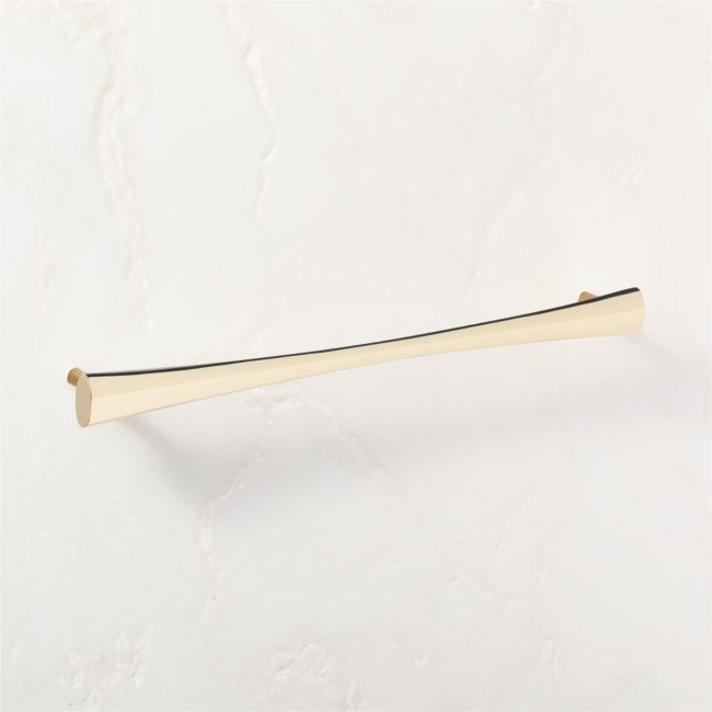 Cravat Polished Unlacquered Brass Tapered Cabinet Handle 12" - Image 0