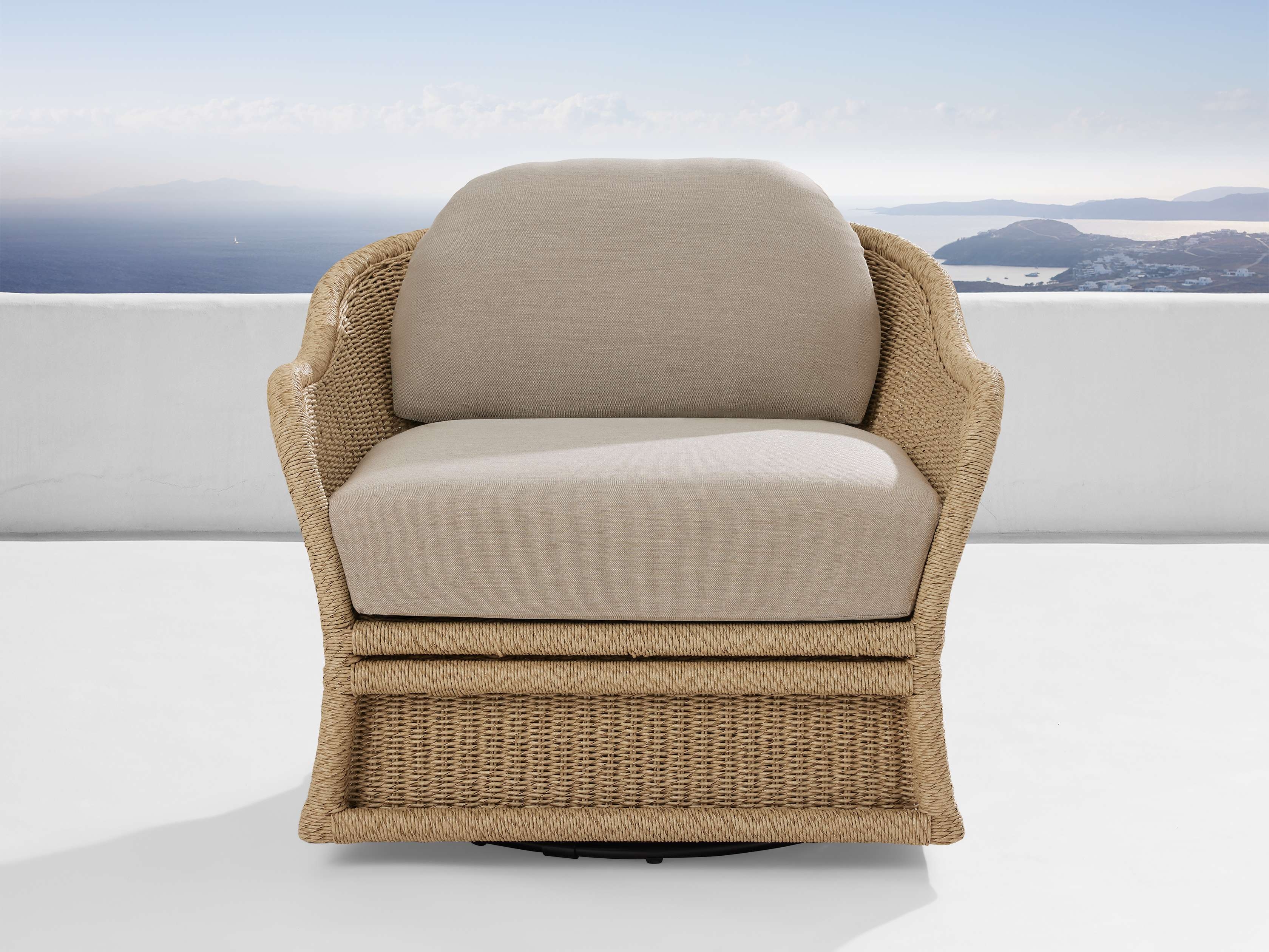 Fowler Outdoor Glider in All Weather Wicker Natural  Rosemount Taupe  - Image 0