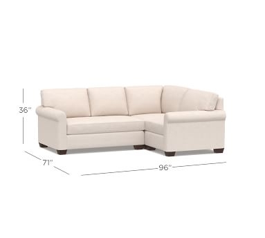 York Roll Arm Upholstered Left Arm 3-Piece Corner Sectional with Bench Cushion, Down Blend Wrapped Cushions, Chenille Basketweave Taupe - Image 1