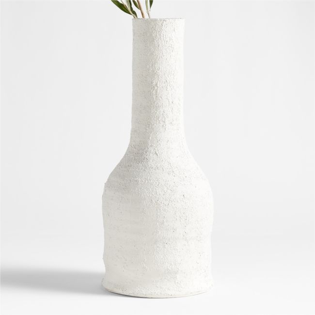 Villa White Bottle Ceramic Vase 20" - Image 0