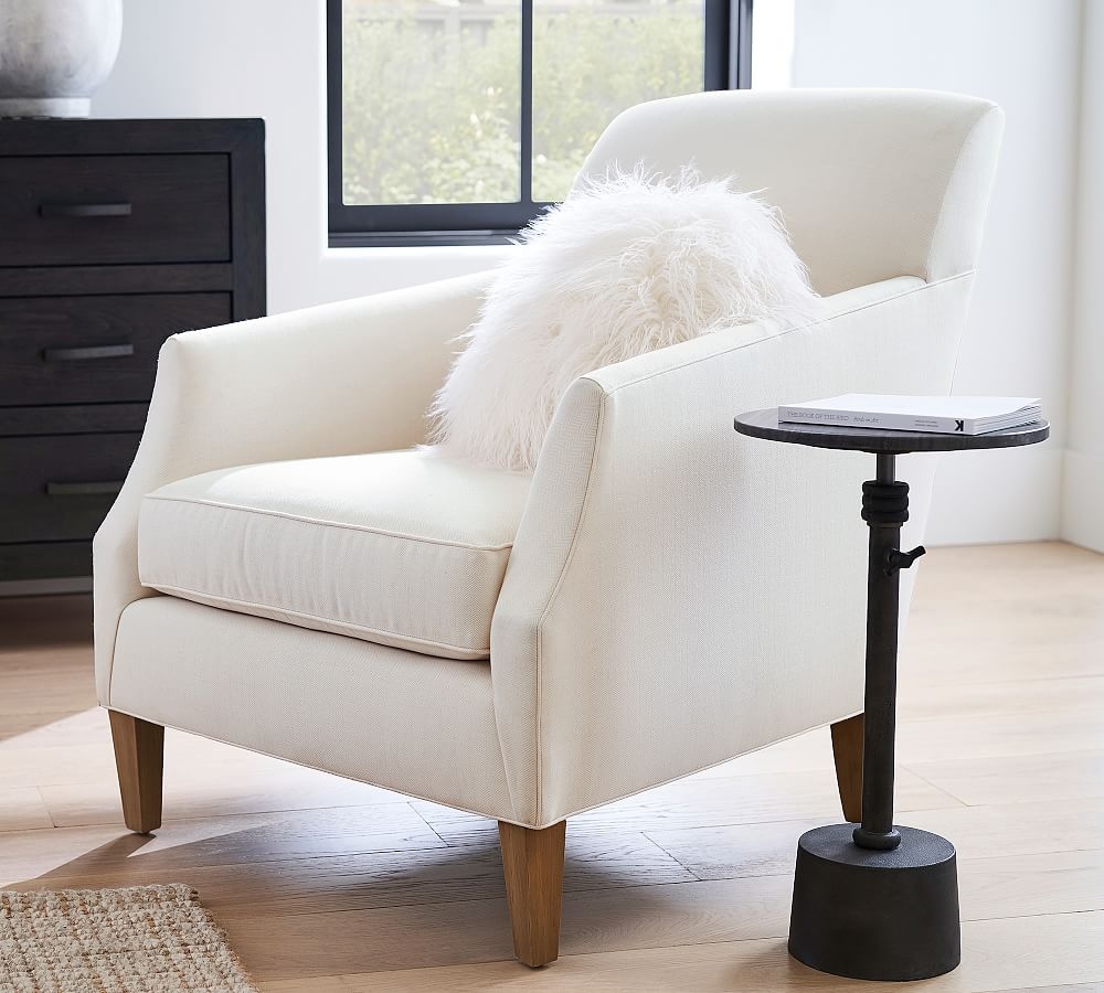 Toulouse Upholstered Armchair, Polyester Wrapped Cushions, Performance Plush Velvet Navy - Image 1