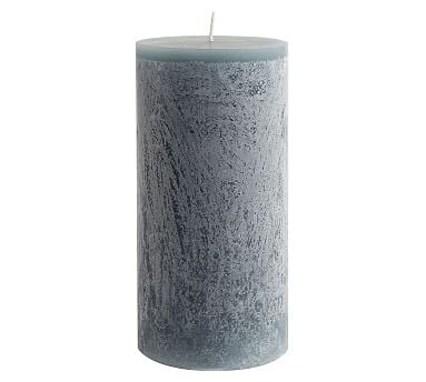 Scented Timber Pillar Candles, Flint Blue, Blackberry Yuzu, 4" x 8" - Image 0