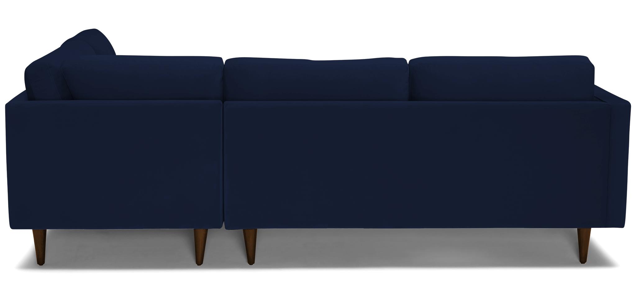 Blue Briar Mid Century Modern Sectional with Bumper - Royale Cobalt - Mocha - Right  - Image 4