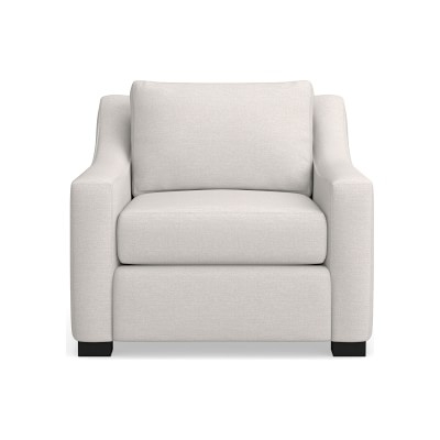 Ghent Slope Arm Club Chair, Standard Cushion, Perennials Performance Basketweave, Ivory, Ebony Leg - Image 0
