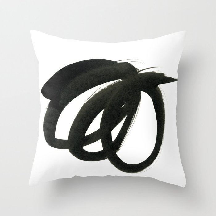 Black Ink Marks 1 Couch Throw Pillow by Iris Lehnhardt - Cover (16" x 16") with pillow insert - Outdoor Pillow - Image 0
