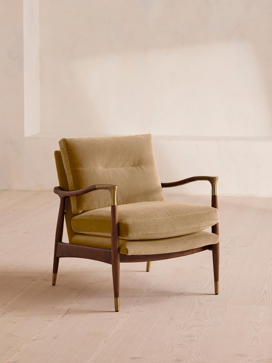 Theodore Armchair, Velvet, Camel, US - Image 0