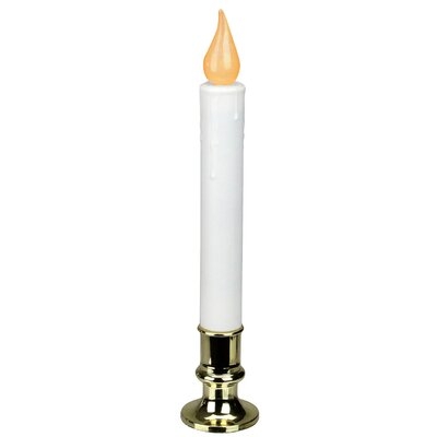 9" White Led Flickering Christmas Candle Lamp With Gold Base - Image 0