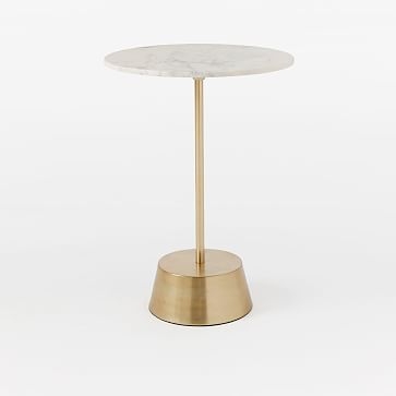 Maisie 16" Side Table, White Marble, Antique Brass - Image 1