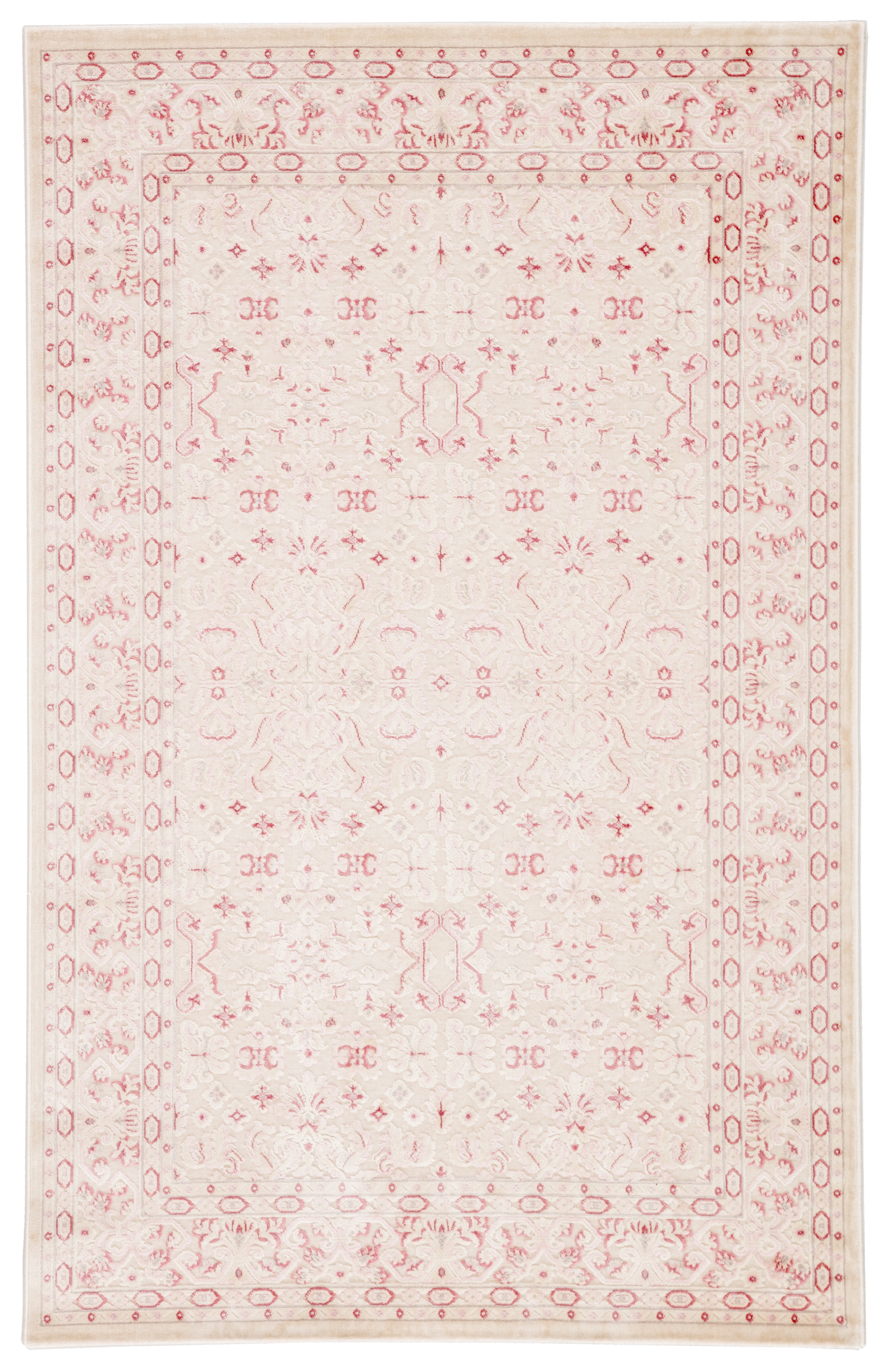 Regal Damask Ivory/ Pink Area Rug (7'6"X9'6") - Image 0