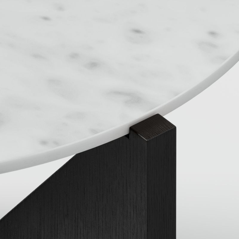 Miro White Marble and Ebonized Mahogany Wood 41" Round Coffee Table - Image 1
