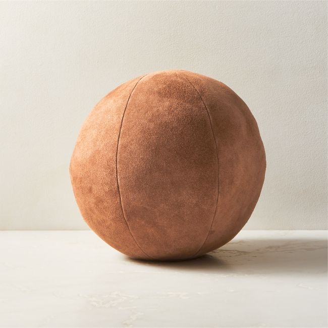 Terre Brown Suede Sphere Throw Pillow 12" - Image 0