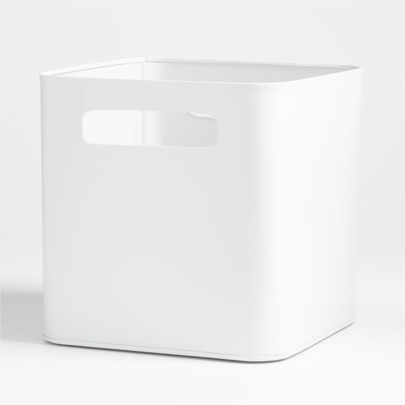 Outline White Metal Storage Bin with Handles - Image 4