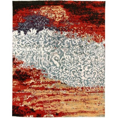 One-of-a-Kind Chris-Junior Hand-Knotted New Age Abstract Blue/Red 8' x 10'2" Wool Area Rug - Image 0