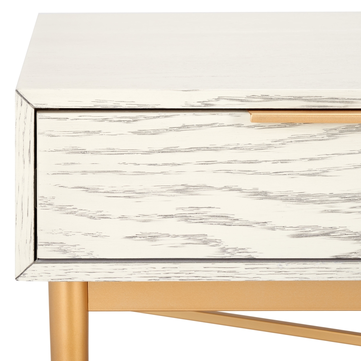 Pierre 2 Drawer Coffee Table - White Washed / Gold - Safavieh - Image 2