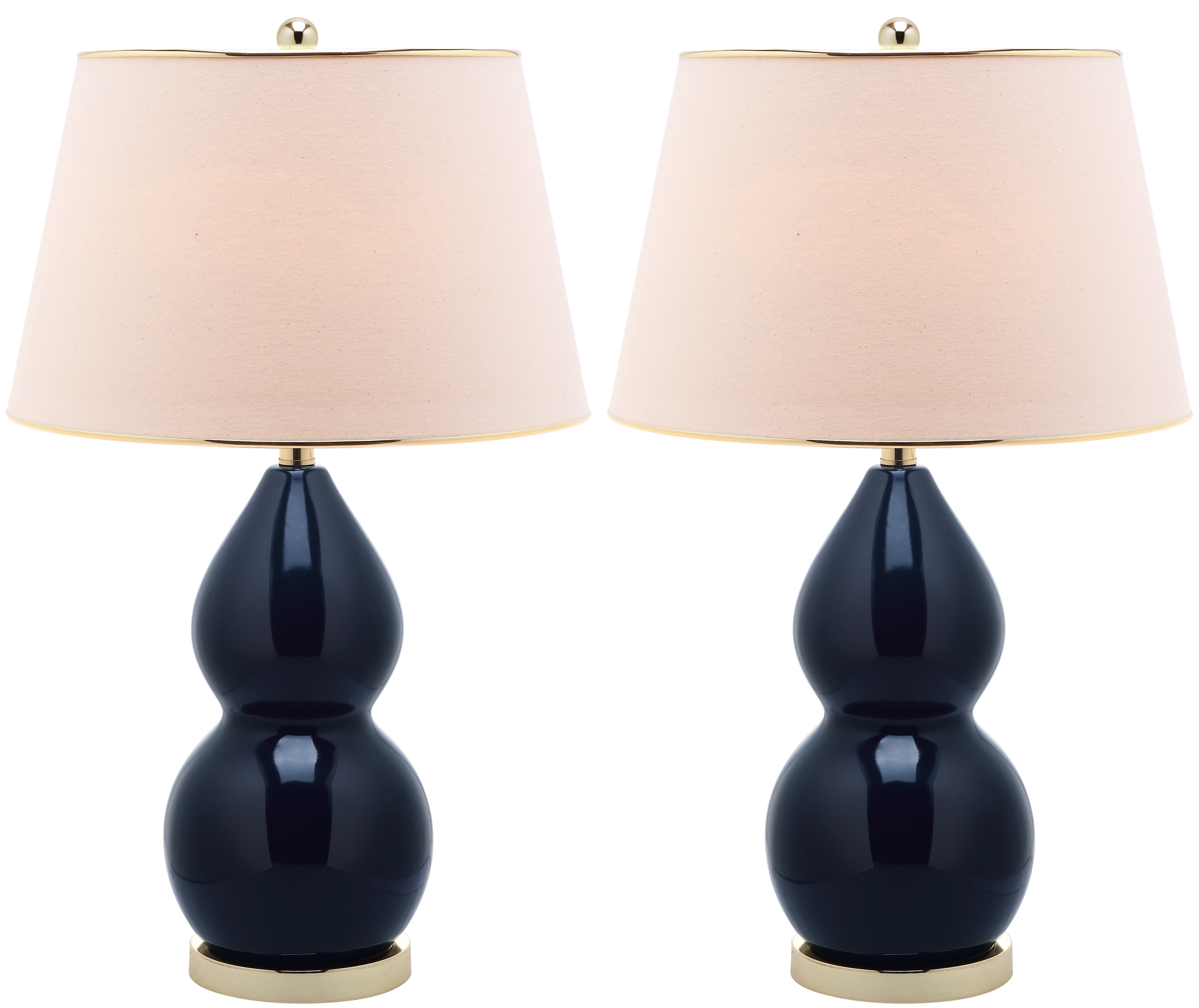 Jill 26.5-Inch H Double- Gourd Ceramic Table Lamp - Navy - Arlo Home - Image 1