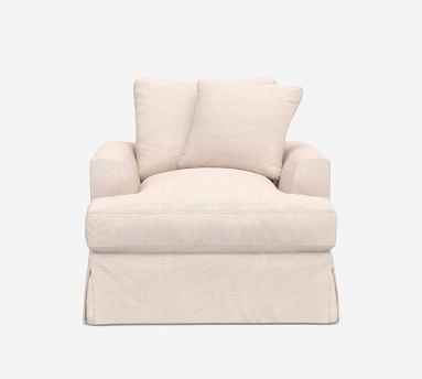 Sullivan Fin Arm Slipcovered Deep Seat Armchair, Down Blend Wrapped Cushions, Performance Heathered Basketweave Dove - Image 1