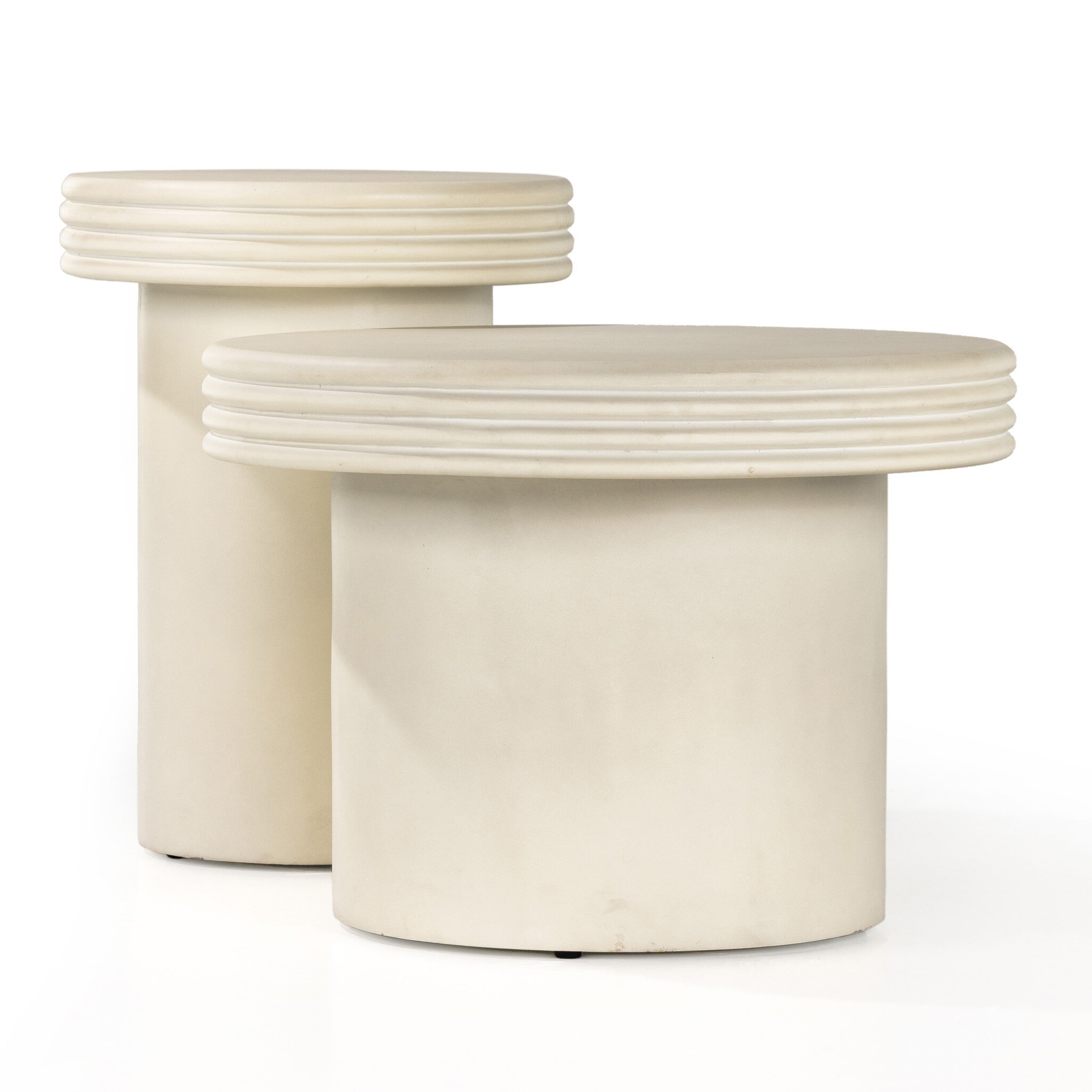 Grecia Outdoor End Table Set - White Concrete - Image 2