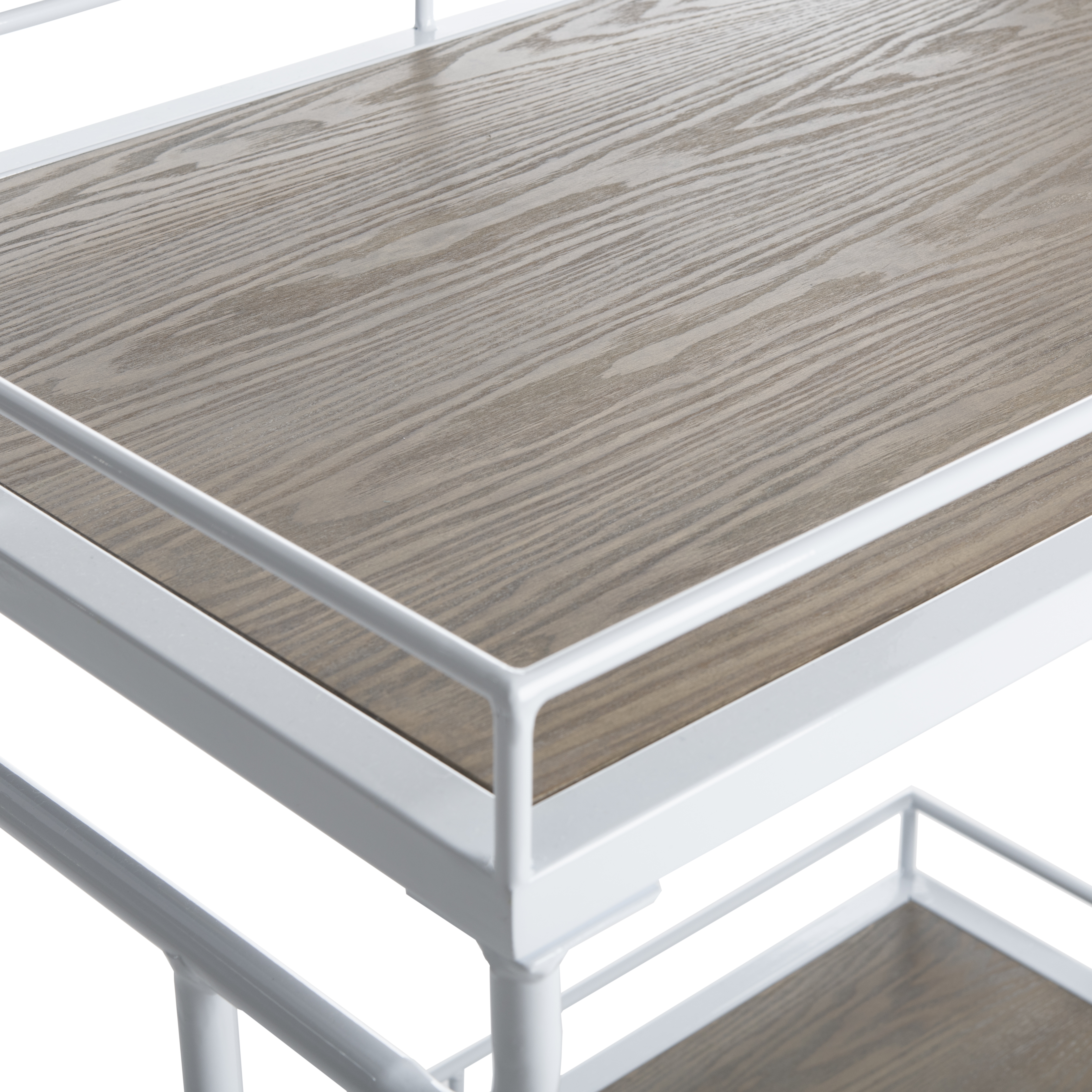 Dawson 2 Tier Rectangle Bar Cart - Rustic Oak/White - Safavieh - Image 4