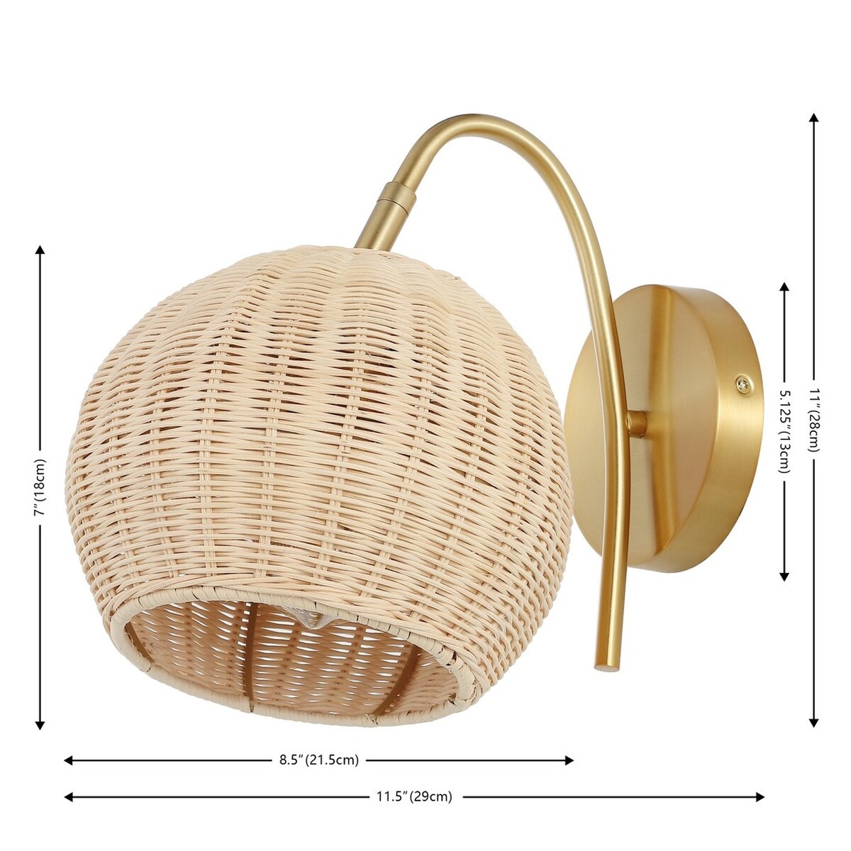 Nahum 8.5" Wall Sconce - Natural / Brass - Safavieh - Image 3