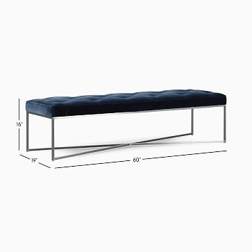 Maeve Rectangle Ottoman, Poly, Cuba, Ocean, Stainless Steel - Image 3