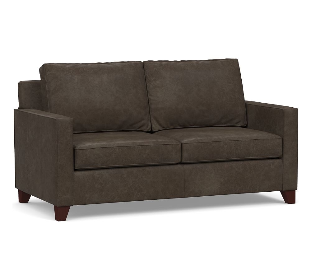 Cameron Square Arm Leather Loveseat 73", Polyester Wrapped Cushions, Statesville Wolf Gray - Image 0