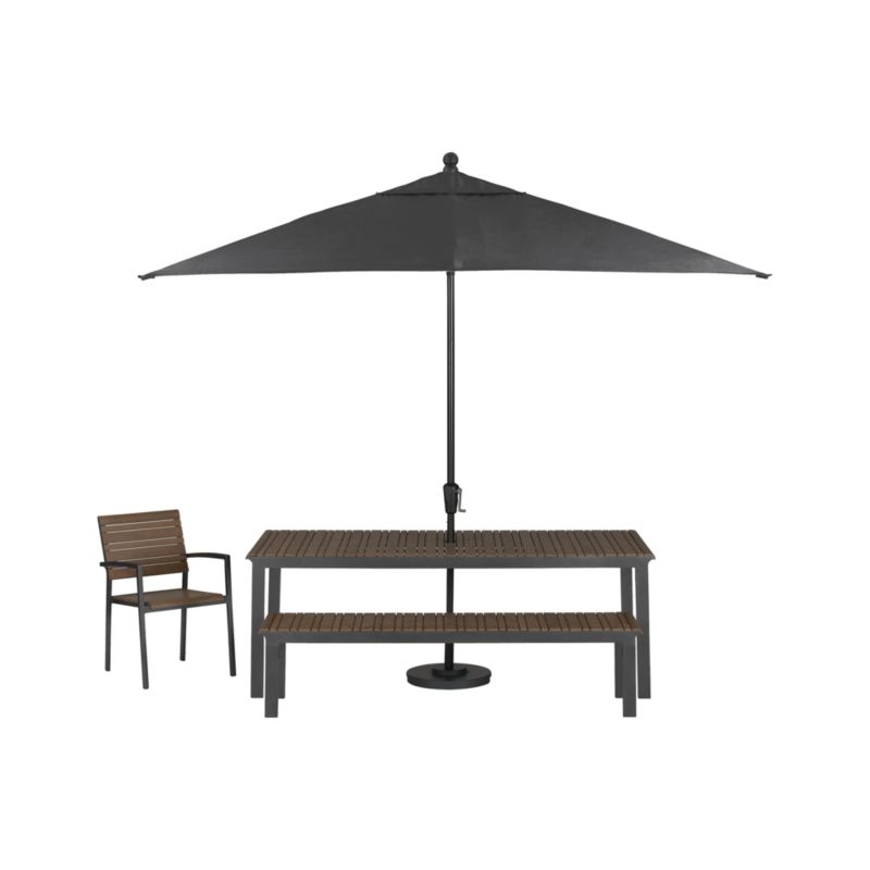 10' Rectangular Sunbrella ® White Sand Outdoor Patio Umbrella with Black Frame - Image 4