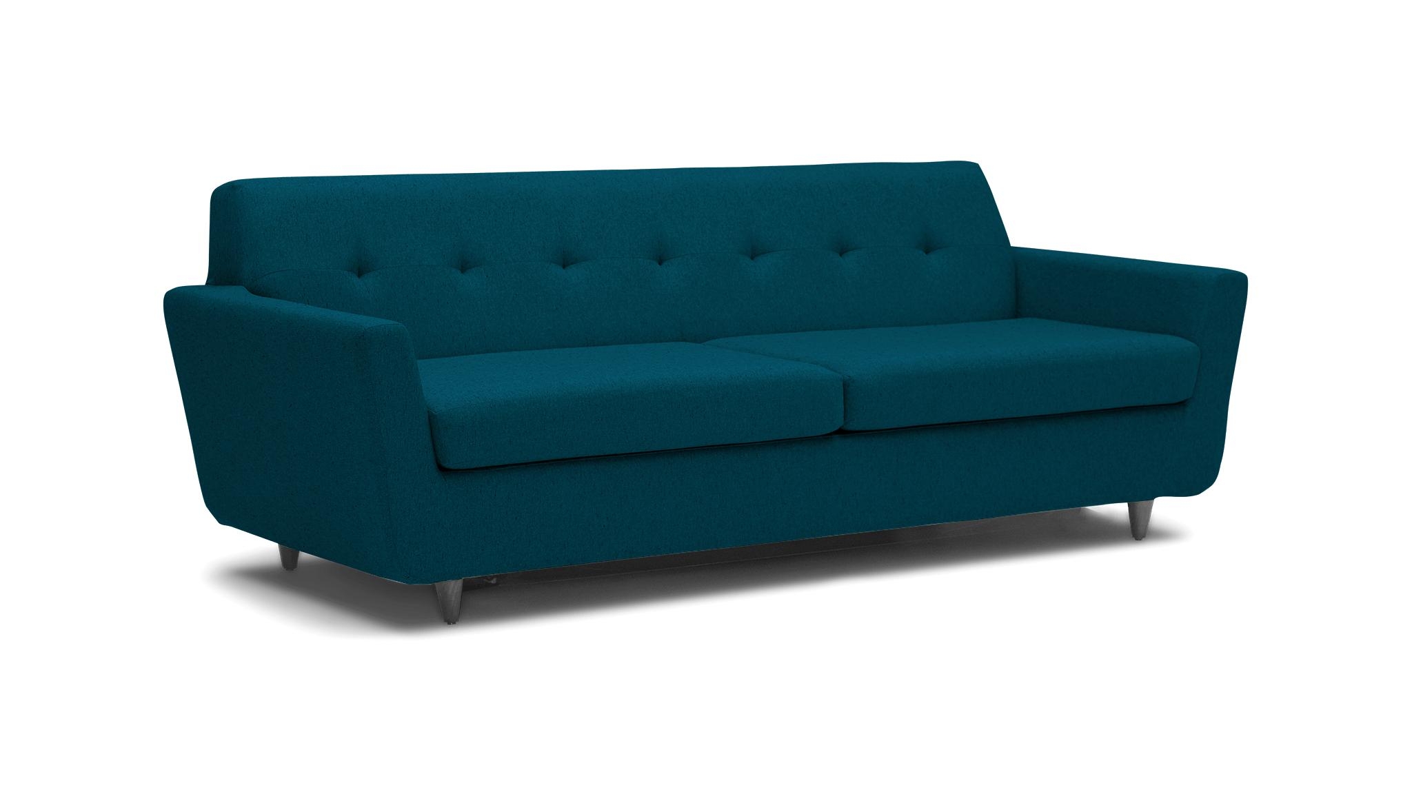 Blue Hughes Mid Century Modern Sleeper Sofa - Key Largo Zenith Teal - Mocha - Image 1