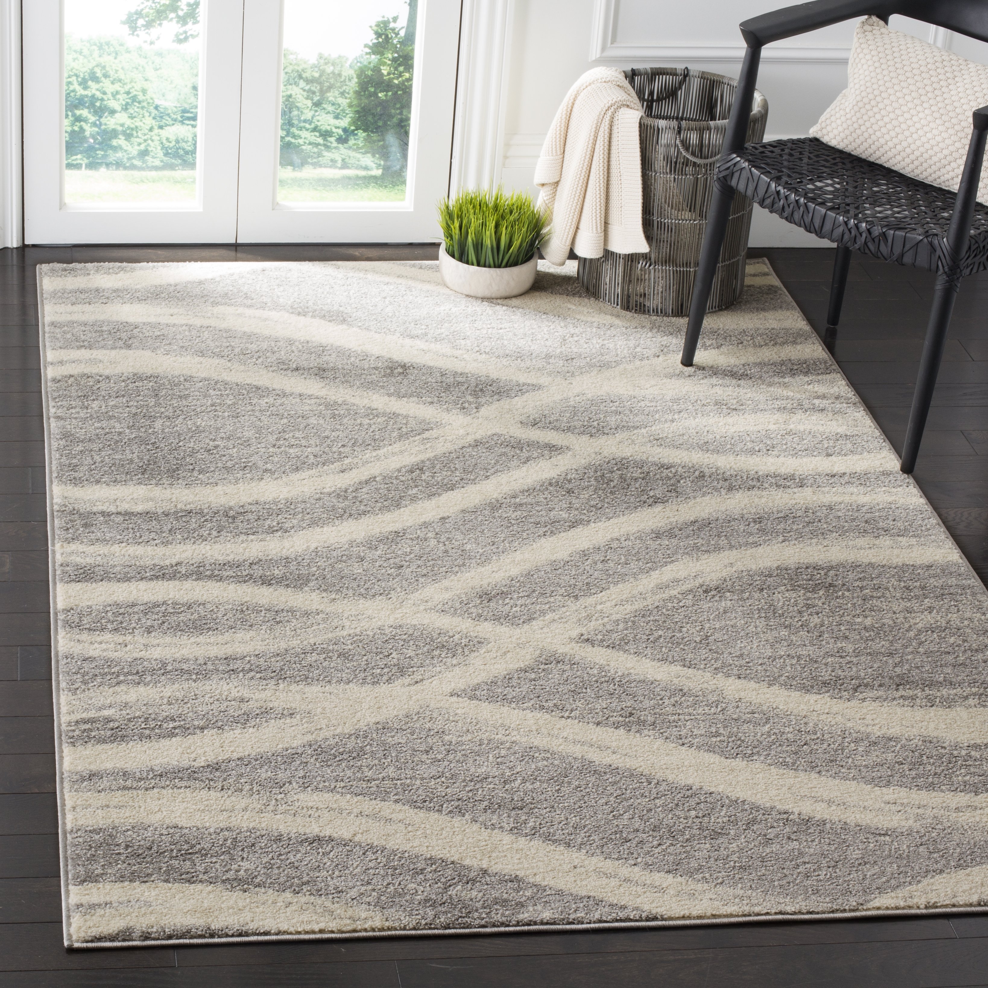 Arlo Home Woven Area Rug, ADR125B, Grey/Cream,  4' X 6' - Image 1