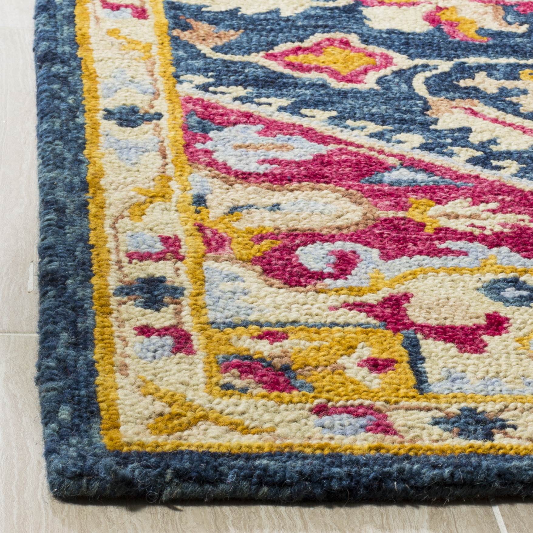 Arlo Home Hand Tufted Area Rug, APN513N, Navy/Fuchsia,  2' 3" X 7' - Image 1