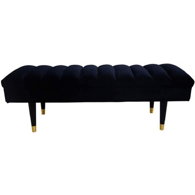 Collection Modern Style Velvet Upholstered Living Room Bench With Metal Legs Black & Gold - Image 0