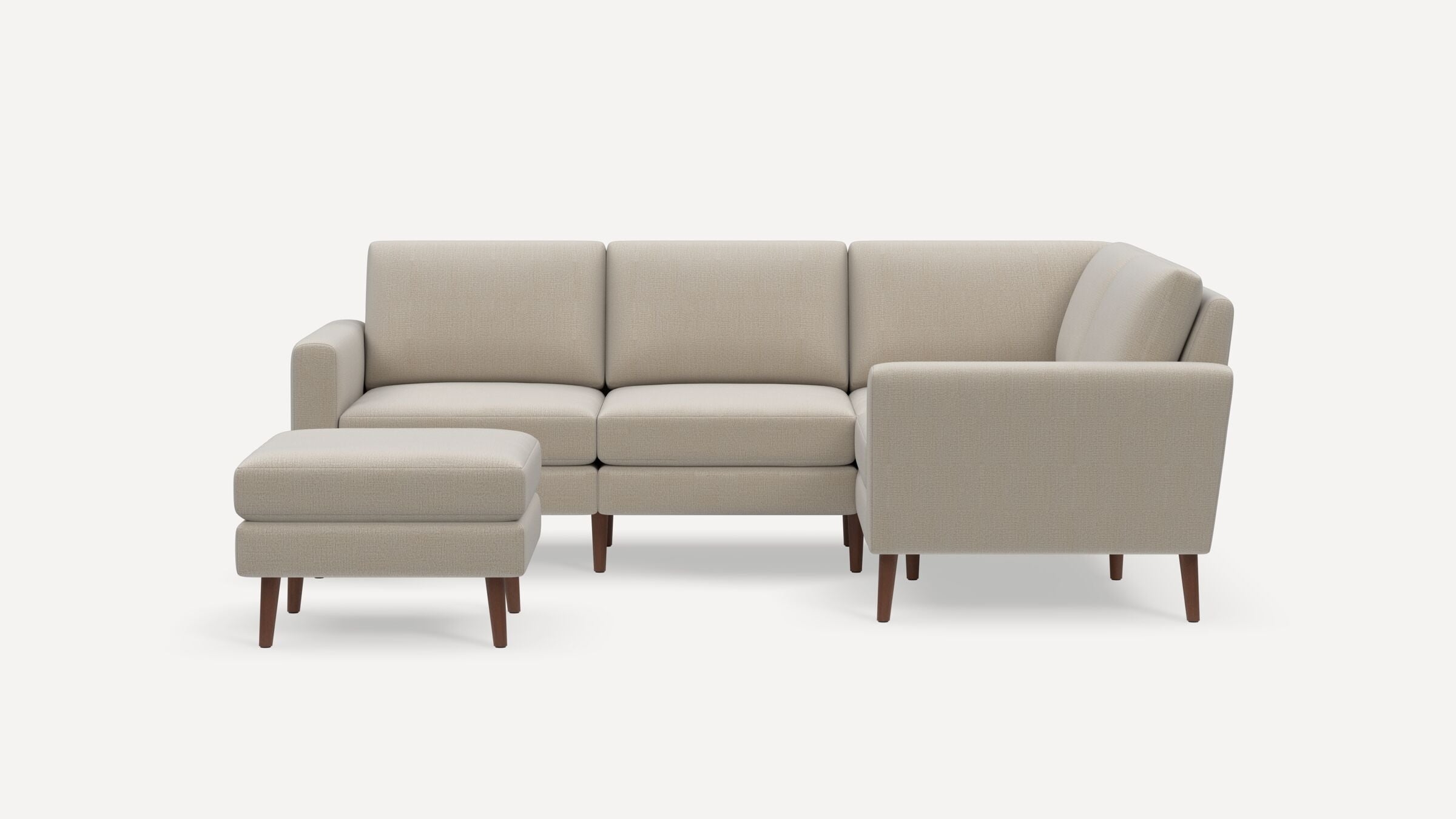 Nomad 4-Seat Corner Sectional with Ottoman - Georgia Clay - Performance Chenille / Walnut - Wood / Block - Image 0