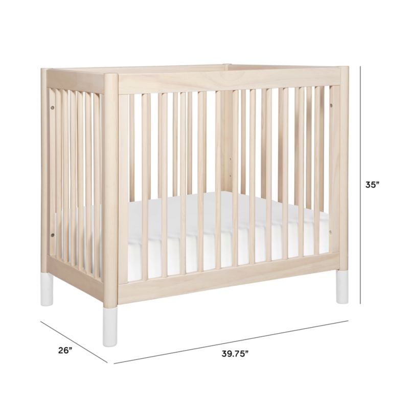 Babyletto Gelato White & Washed Natural Wood 4-in-1 Convertible Mini Baby Crib - Image 6