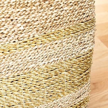 Two Tone Metallic Woven Console, Natural & Gold, Seagrass - Image 1