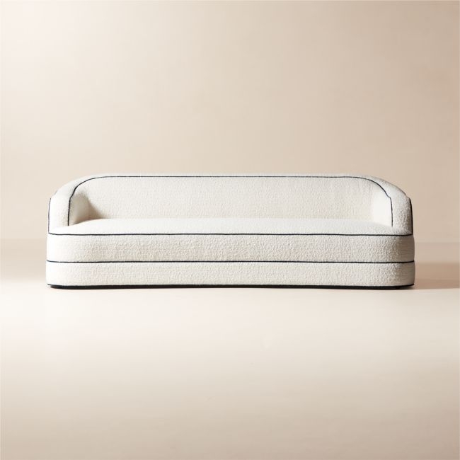 Mylene 97" Ivory Boucle Curved Sofa by goop - Image 0