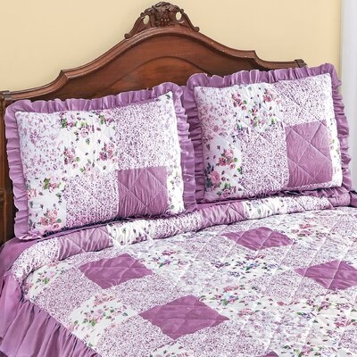 Hadley Triple Ruffle Floral Pattern Pillow Sham Cover - Image 0
