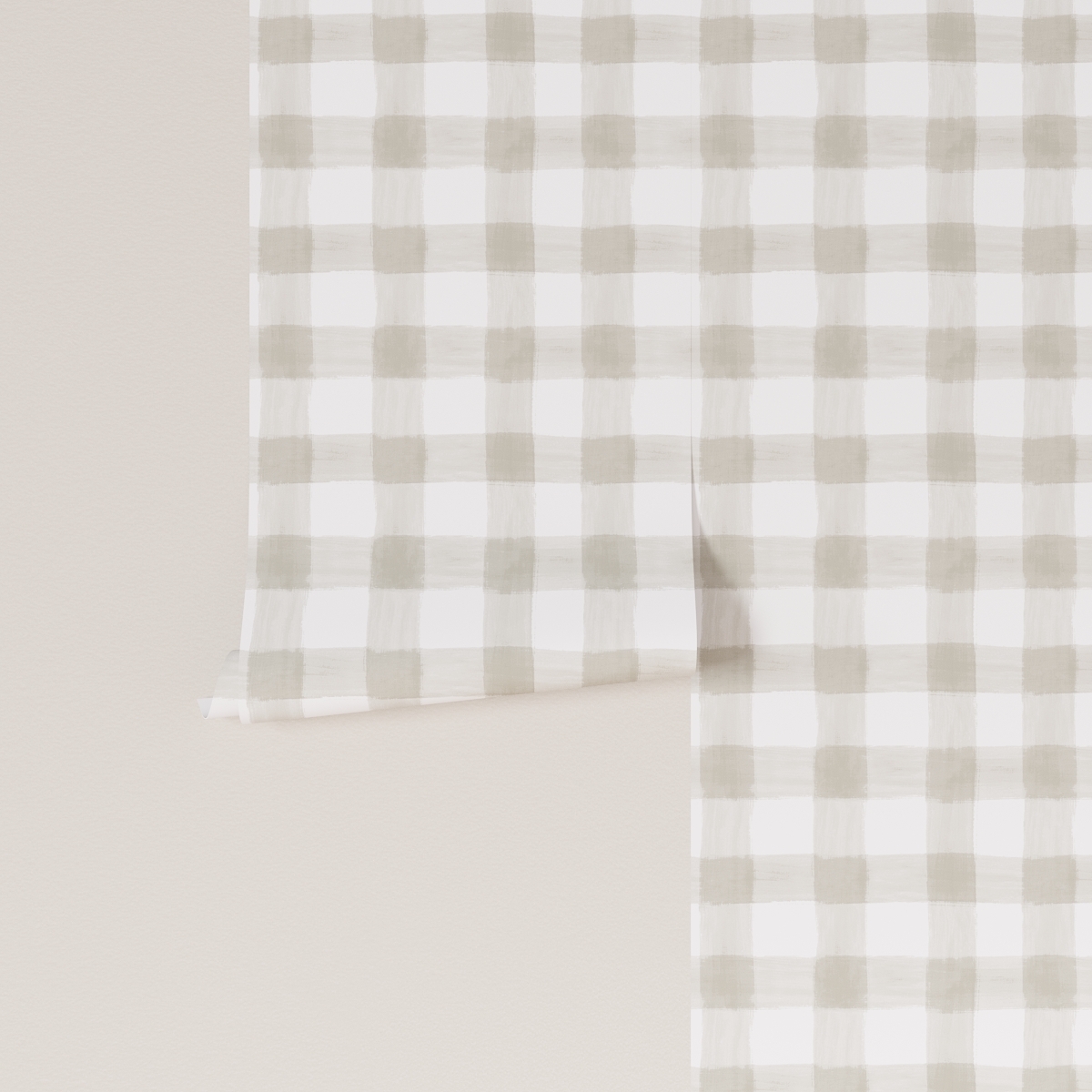 Peel and Stick Wallpaper Roll, Greige Painted Check - Image 1