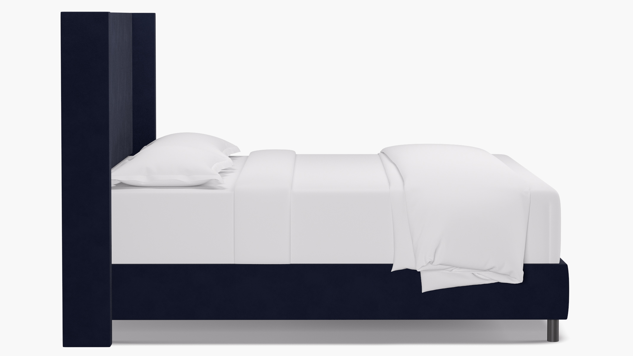 Modern Wingback Bed, Navy Classic Velvet, King - Image 2