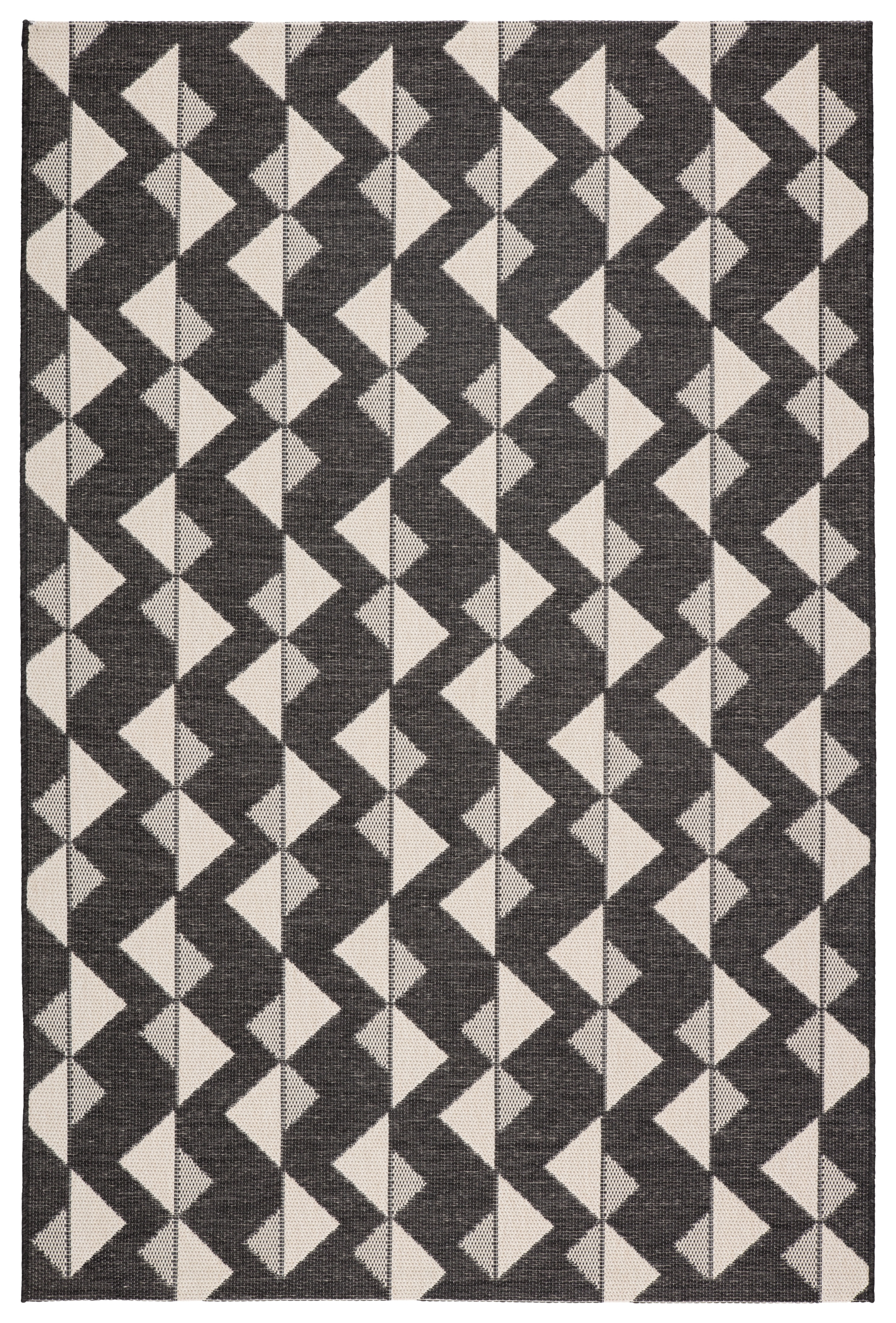 Zemira Indoor/ Outdoor Geometric Black/ Cream Area Rug (5'3"X7'6") - Image 0