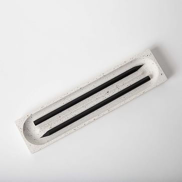 Pencil Tray Concrete With Cork Base Tray White Speckle - Image 1