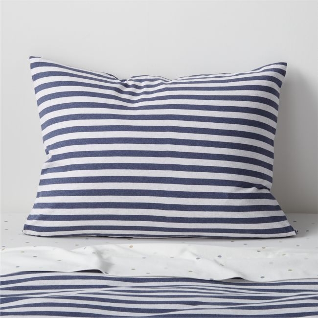 Comfy Tee Navy Blue Stripe Organic Cotton Jersey Kids Pillow Sham - Image 0