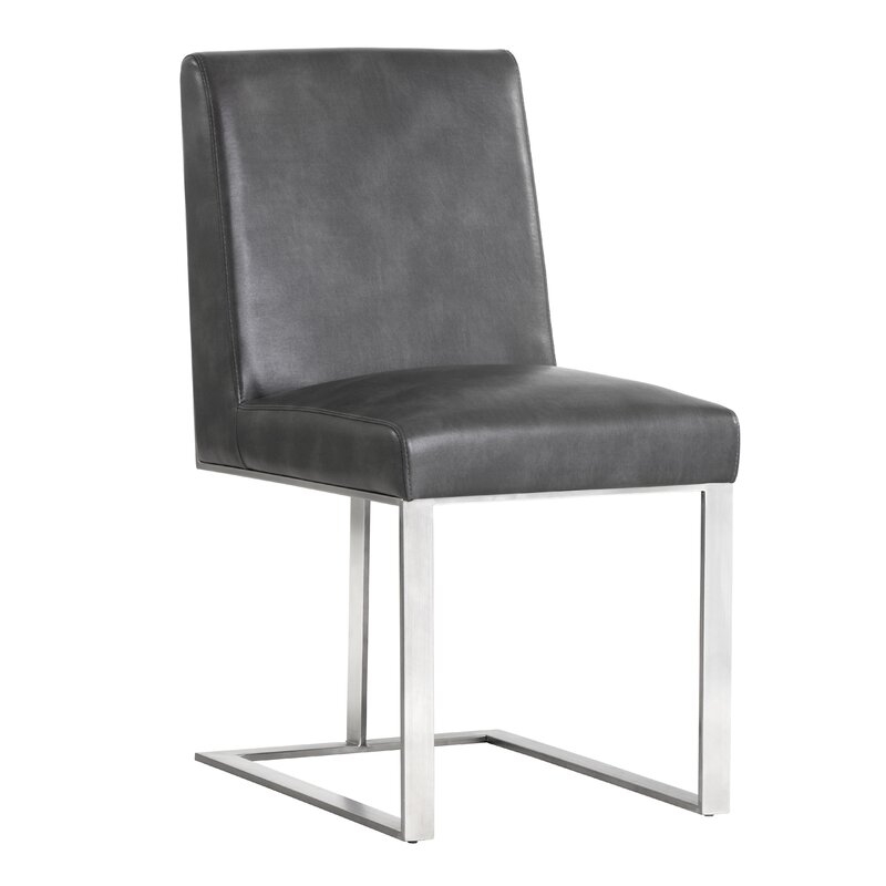  Dean Upholstered Dining Chair Upholstery Color: Gray - Image 0
