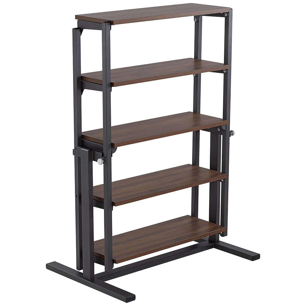 Walnut and Gray Convertible Bookshelf Dining Table - Image 0