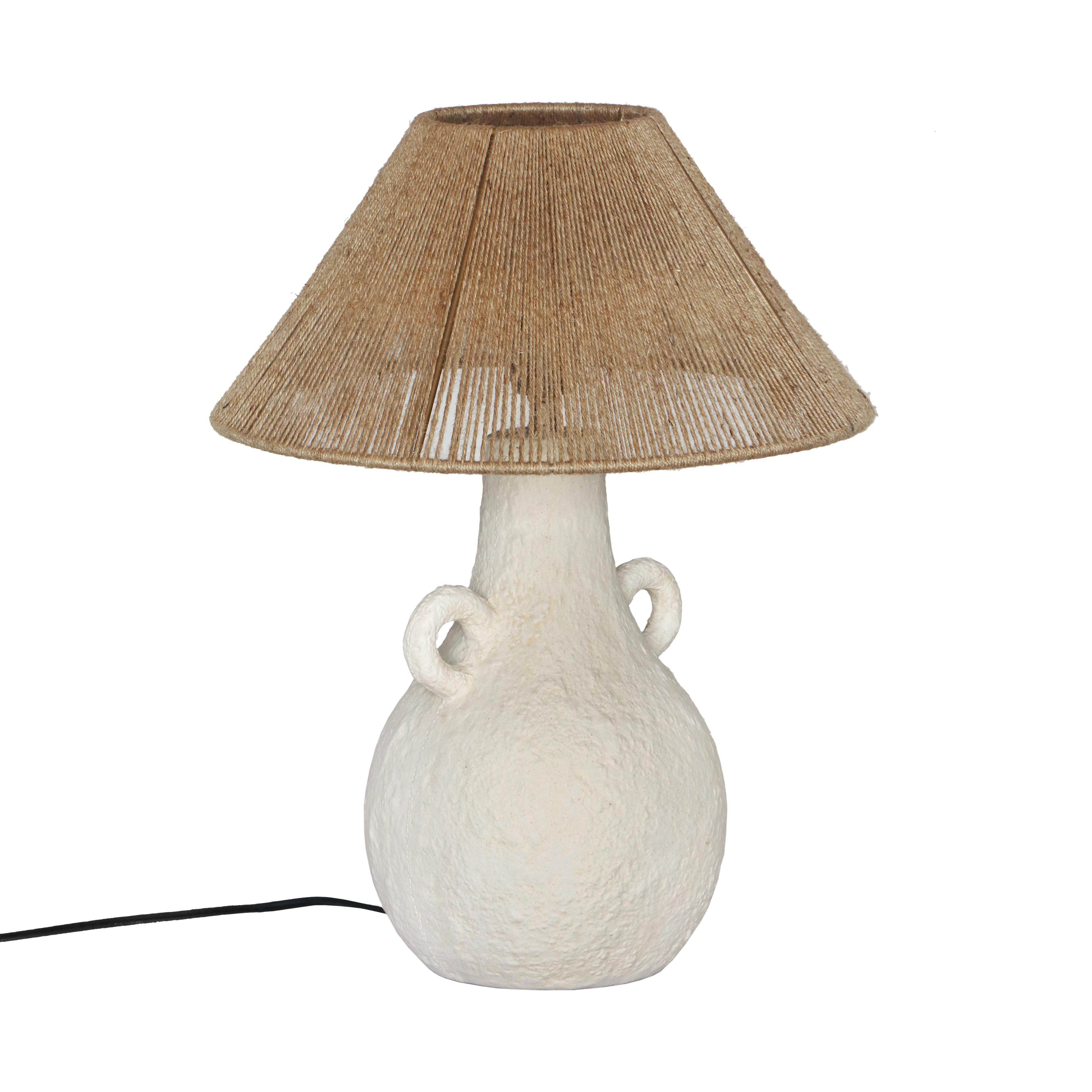 Lalit Natural & White Ceramic Table Lamp - Image 1