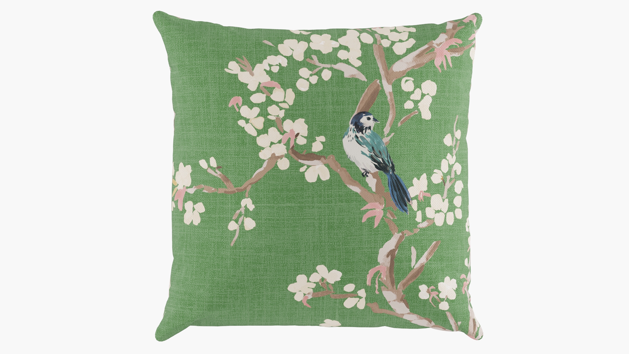 Outdoor 16" Throw Pillow, Jade Cherry Blossom, 16" x 16" - Image 0